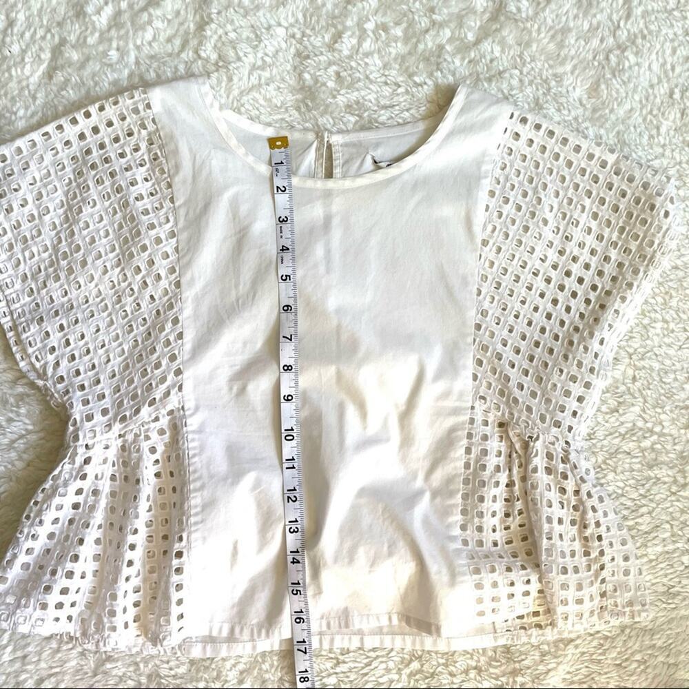 Madewell White Eyelet Floatweave Short Sleeve Summer Top Small 🔥 - Picture 5 of 7